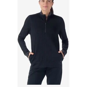 Smartwool Merino Intraknit Tech 1/2 Zip Pullover Women's Long Sleeve Black NWT‎